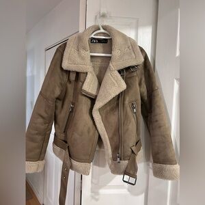 Zara Sherpa and faux suede coat